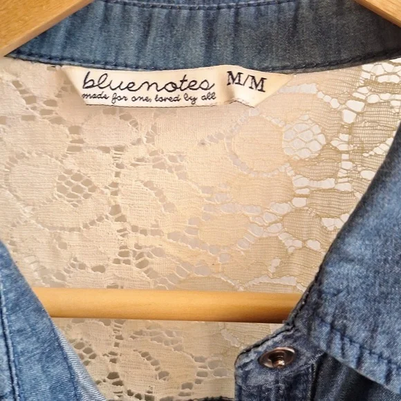 Soft Denim Sleeveless Top with Lace Shoulders - Picture 2 of 4